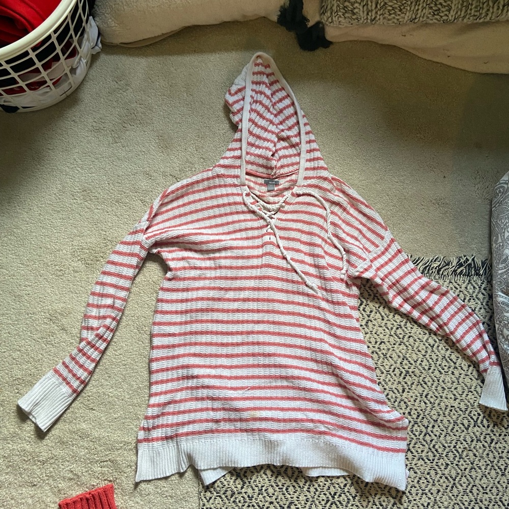 aerie hooded striped sweater